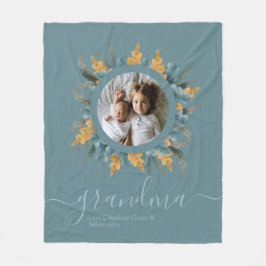 kerstgroene Oranje Wreatfoto, speciaal aangepast Fleece Deken