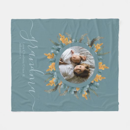 kerstgroene Oranje Wreatfoto, speciaal aangepast Fleece Deken (Voorkant (Horizontaal))