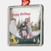 Kerstgroene rand Aangepaste foto Metalen Ornament (Links)