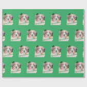 Kerstgroene realistische Australiër Shepherd Cadeaupapier (Vlak)