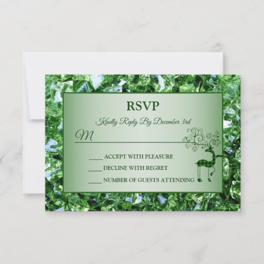 Kerstgroene rendieren Trendy feestdagen RSVP Kaartje (Voorkant)