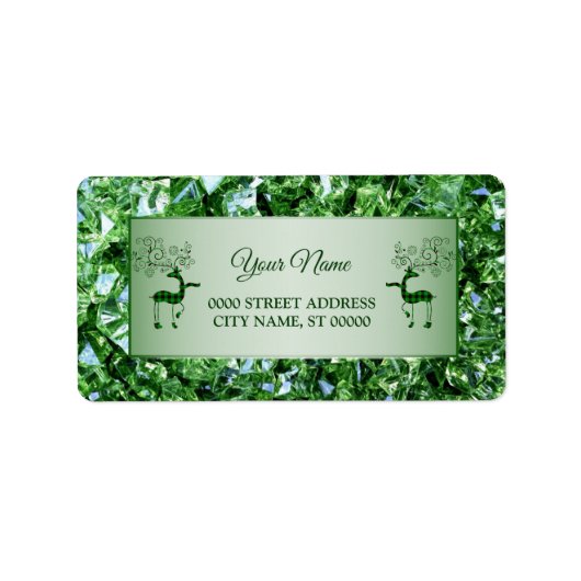 Kerstgroene rendierFeestdagen Trendy Etiket (Voorkant)