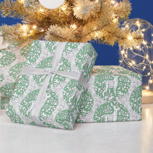 Kerstgroene rendierpatroonwinter cadeaupapier