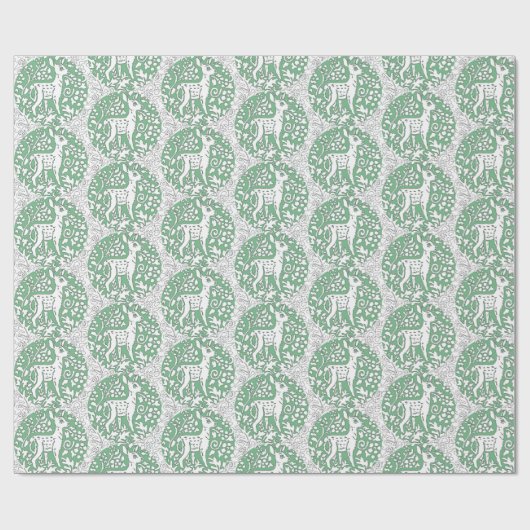 Kerstgroene rendierpatroonwinter cadeaupapier (Vlak)