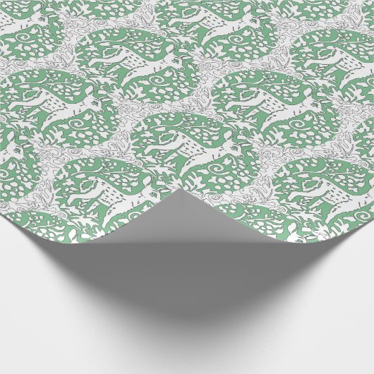 Kerstgroene rendierpatroonwinter cadeaupapier (Hoek)