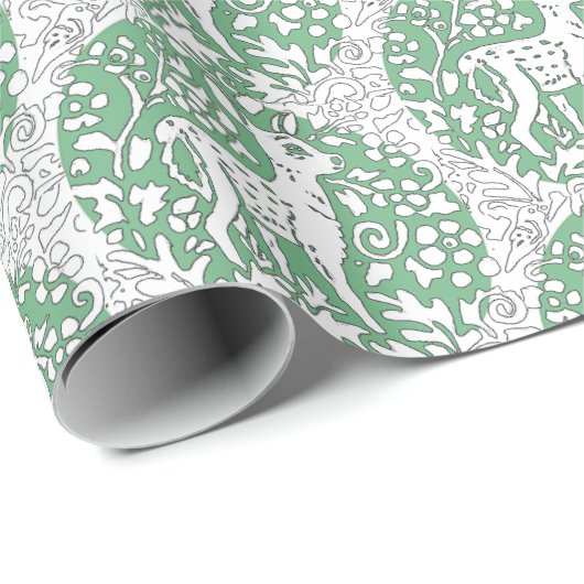 Kerstgroene rendierpatroonwinter cadeaupapier (Rol Hoek)