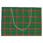 Kerstgroene rode geruite grote cadeautjes zak groot cadeauzakje (Achterkant)