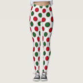 kerstgroene rode poka dots op wit leggings (Voorkant)