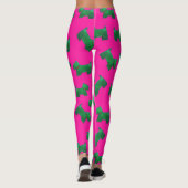 Kerstgroene ScottieTerrier roze achtergrond Leggings (Achterkant)