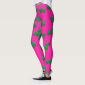 Kerstgroene ScottieTerrier roze achtergrond Leggings (Links)