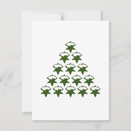 Kerstgroene Sneeuw Sterren Boom wit Kaart (Voorkant)