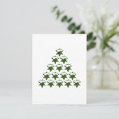 Kerstgroene Sneeuw Sterren Boom wit Kaart (Staand voorkant)