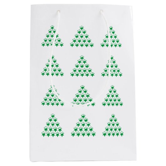 kerstgroene sneeuwstroming, witte achtergrond medium cadeauzakje (Voorkant)