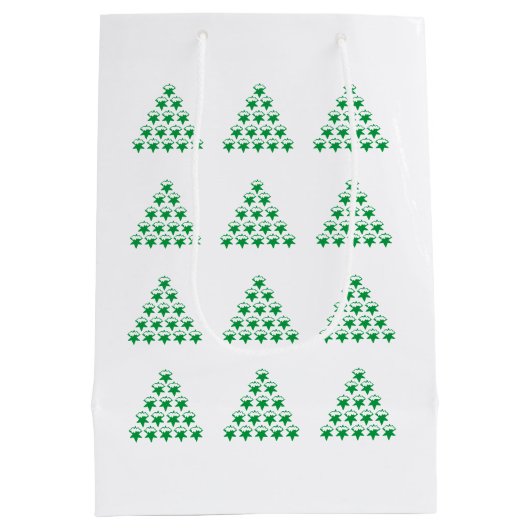 kerstgroene sneeuwstroming, witte achtergrond medium cadeauzakje (Achterkant)