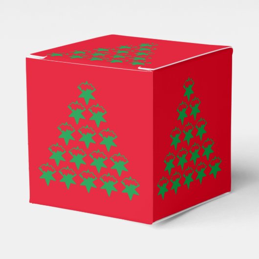 kerstgroene sneeuwstrook, rode achtergrond bedankdoosjes (Voorkant Zijde)