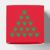 kerstgroene sneeuwstrook, rode achtergrond bedankdoosjes (Bovenkant)