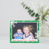 Kerstgroene Snowflakes familiekaart Briefkaart (Staand voorkant)