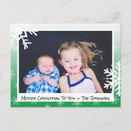 Kerstgroene Snowflakes familiekaart Briefkaart