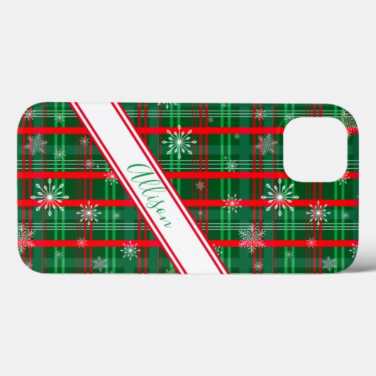 kerstgroene spelige persoonlijke scriptnaam Case-Mate iPhone case (Achterkant (horizontaal))