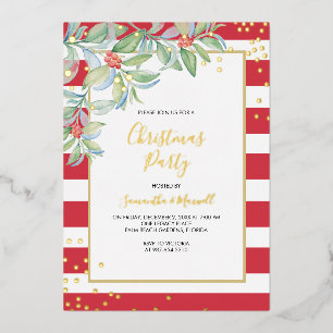 Kerstgroene Stripes-feestdag Folie Feestdagenkaart