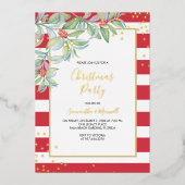 Kerstgroene Stripes-feestdag Folie Feestdagenkaart (Voorkant)