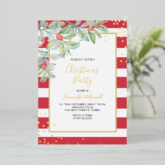 Kerstgroene Stripes-feestdag Folie Feestdagenkaart (Staand Voorkant)