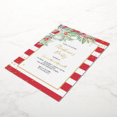 Kerstgroene Stripes-feestdag Folie Feestdagenkaart (Gedraaid)