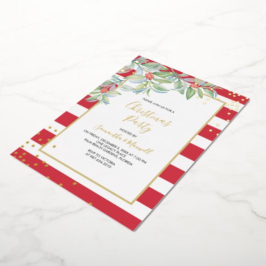 Kerstgroene Stripes-feestdag Folie Feestdagenkaart (Gedraaid)