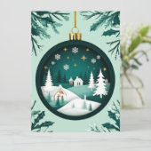 Kerstgroene versiering Winterdorp Sneeuwvlok Kaart (Staand voorkant)