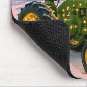 Kerstgroene vintage tractor met kerstlicht muismat (Hoek)