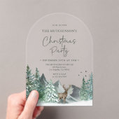 Kerstgroene Waterverf Pine Forest Holiday Acryl Uitnodigingen (Insitu (Draagbaar))