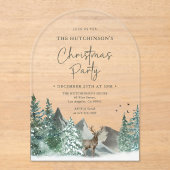 Kerstgroene Waterverf Pine Forest Holiday Acryl Uitnodigingen (Voorkant)