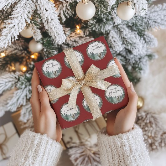 Kerstgroene Waterverf Pine Forest Holiday Inpakpapier Vel