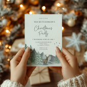 Kerstgroene Waterverf Pine Forest Holiday Kaart