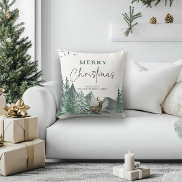 Kerstgroene Waterverf Pine Forest Holiday Kussen