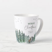 Kerstgroene Waterverf Pine Forest Holiday Latte Mok (Rechterhoek)