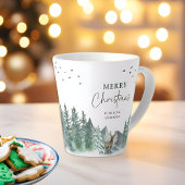 Kerstgroene Waterverf Pine Forest Holiday Latte Mok