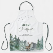 Kerstgroene Waterverf Pine Forest Holiday Schort (Voorkant)