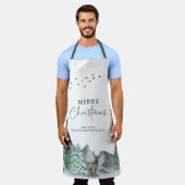 Kerstgroene Waterverf Pine Forest Holiday Schort (Gedragen)