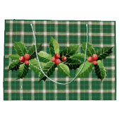 Kerstgroene witte geruite grote cadeautas (Achterkant)