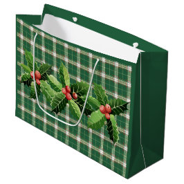 Kerstgroene witte geruite grote cadeautas