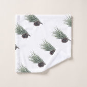 Kerstgroene & Witte Persoonlijke Monogram Dennenho Bad Handdoek (Wasdoekje)