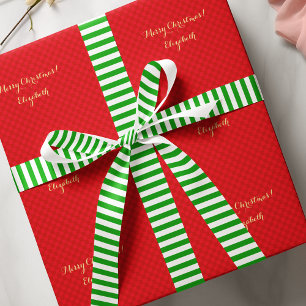 Kerstgroene witte strepen stijlvolle cadeauverpakk satijnen lint