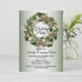 Kerstgroene Wreath Elegant Feestdagen Party Kaart (Staand voorkant)