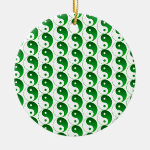 Kerstgroene yin en Yang Pattern Keramisch Ornament
