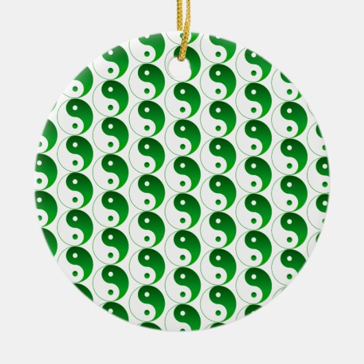 Kerstgroene yin en Yang Pattern Keramisch Ornament (Voorkant)