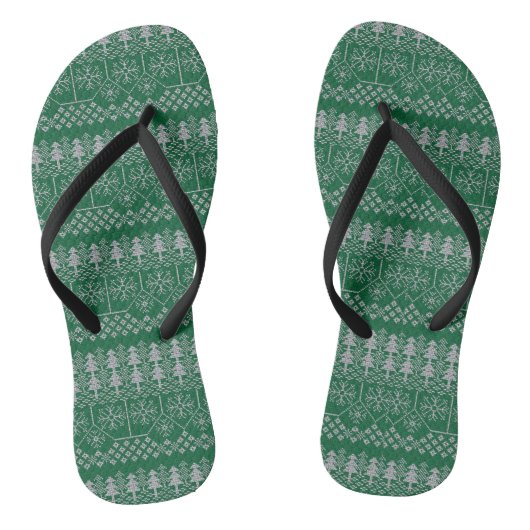 Kerstgroene zilver grijze Feestdagen legant Teenslippers (Voetbed)
