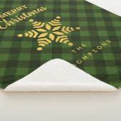 kerstgroene zwarte buffel met ster-snoeimetter sherpa deken (3/4)