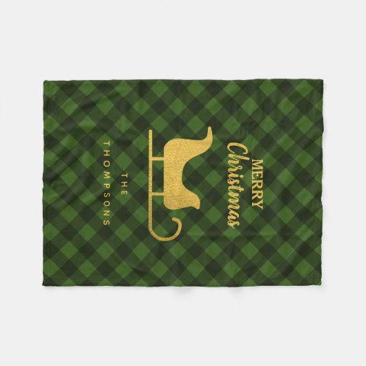 Kerstgroene zwarte buffelstaarten fleece deken (Voorkant (Horizontaal))