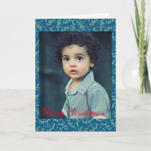 Kerstgroenen met Holly Berries Blue Red Foto